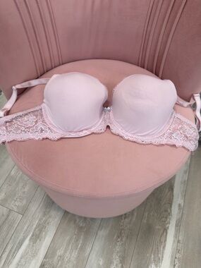 Victoria's Secret Pale Pink and grey Lace Lined Demi Push-Up Bra - size 36DD